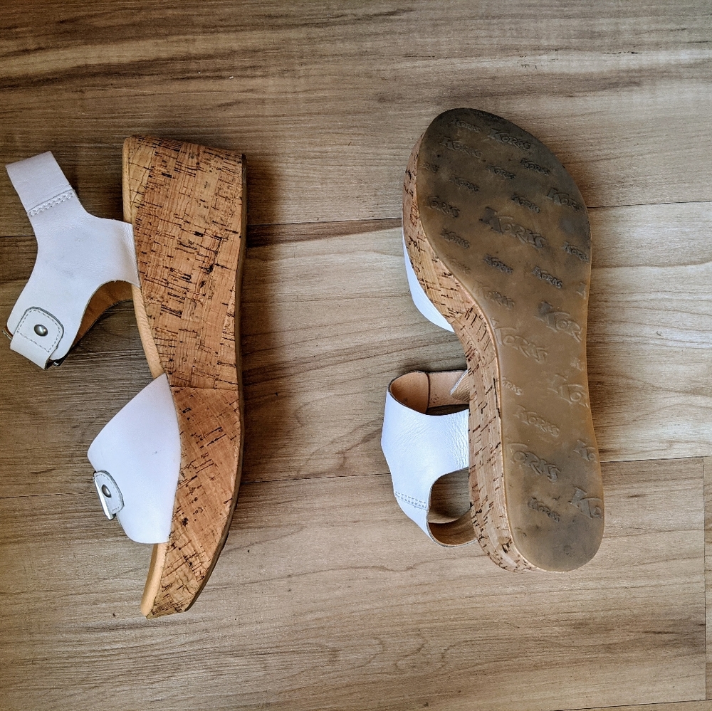 Kork-Ease Size 8 Platform White Sandals Clogs Cork - Picture 6 of 8